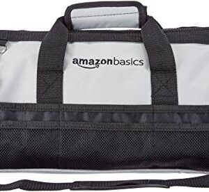 Amazon Basics Durable Wear-Resistant Base, Tool Large Standard Bag with Strap, 16 Inch, Black & Grey