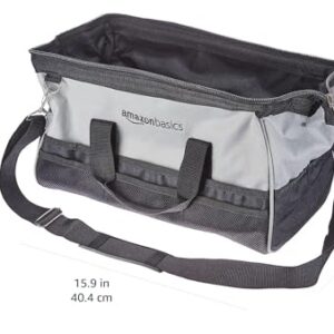 Amazon Basics Durable Wear-Resistant Base, Tool Large Standard Bag with Strap, 16 Inch, Black & Grey