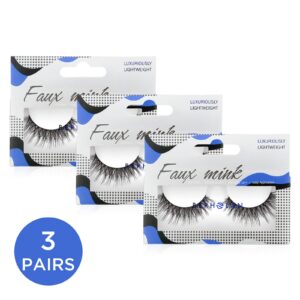 Lashes Natural Look False Eyelashes - Bepholan Fake Eyelashes 3D Super Fluffy False Lashes Clear Band Wispy Lashes 3-Pack Faux Mink Lashes,XMZ24-3