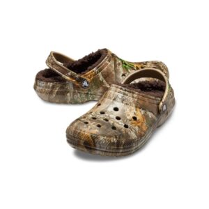 Crocs Unisex Men's and Women's Classic Lined Clog | Fuzzy Slippers, Chocolate/Chocolate, 15 Women/13 Men