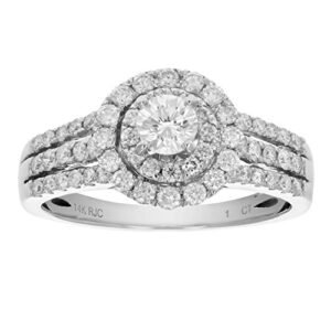 Vir Jewels 1 cttw Diamond Engagement Ring 14K White Gold Halo Style Round Bridal Wedding Size 7