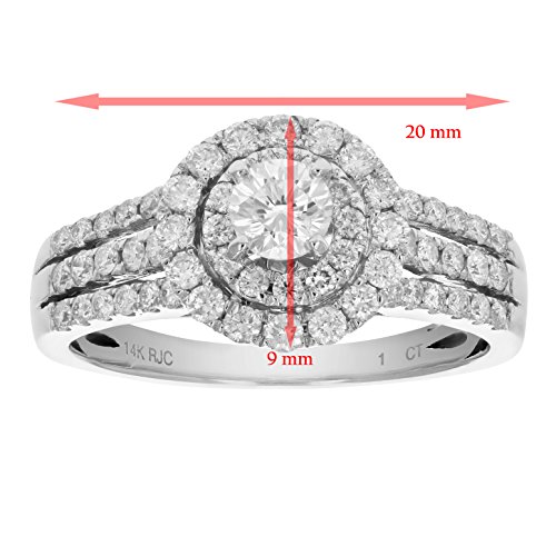 Vir Jewels 1 cttw Diamond Engagement Ring 14K White Gold Halo Style Round Bridal Wedding Size 7