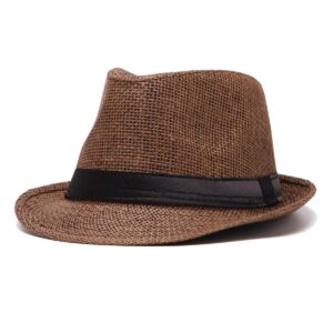 Fedora Hat Mens Fedora Hats for Men Trilby Hat Straw Sun Hat Panama Hat for Men (Pack of 3(Beige,Coffee,Khaki))