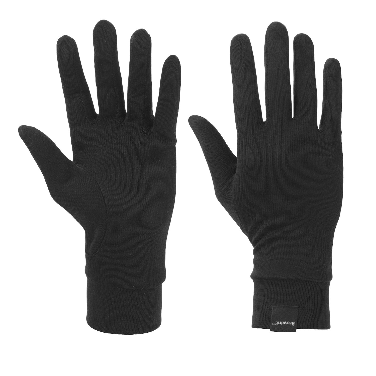 Browint Silk Glove Liners for Cold Weather Black Unisex Thermal Silk Gloves S M L XL XXL