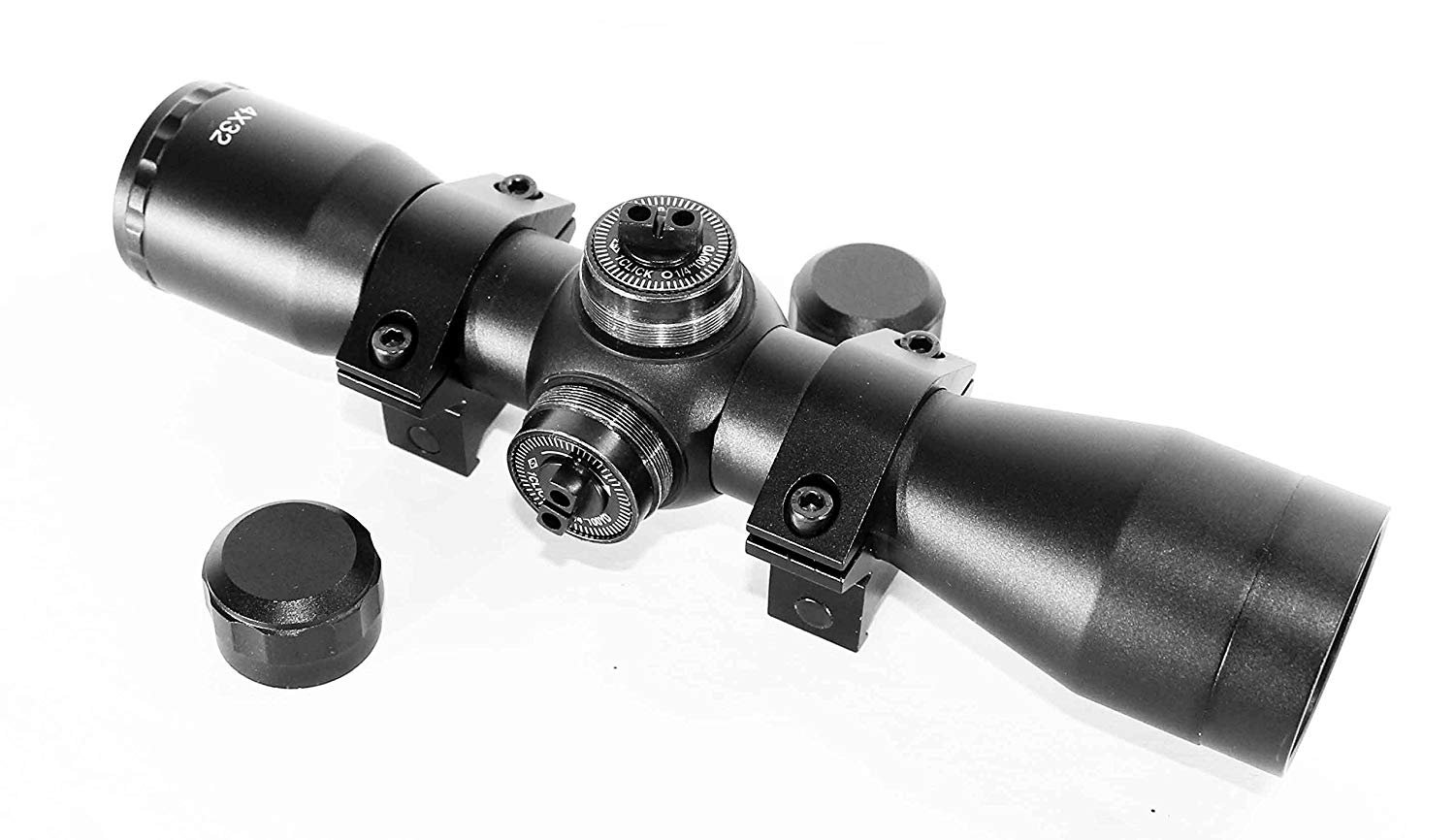 Trinity Hunter 4x32 Scope Sight for Gamo Big Cat 1250 .177 Caliber Air Rifle Mount Adapter Aluminum Black Tactical Optics Hunting Accessory Mil dot Reticle Target Range Single Rail.