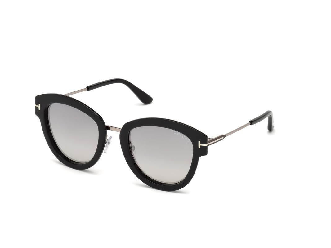 Tom Ford FT0574 14C Shiny Light Ruthenium Mia Cats Eyes Sunglasses Lens Categor, Black, 52-22-140