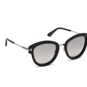 Tom Ford FT0574 14C Shiny Light Ruthenium Mia Cats Eyes Sunglasses Lens Categor, Black, 52-22-140