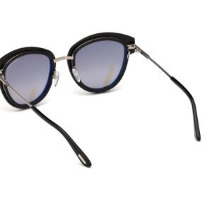 Tom Ford FT0574 14C Shiny Light Ruthenium Mia Cats Eyes Sunglasses Lens Categor, Black, 52-22-140