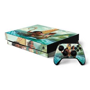 skinit decal gaming skin compatible with xbox one x bundle - officially licensed disney princess moana and maui set sail design