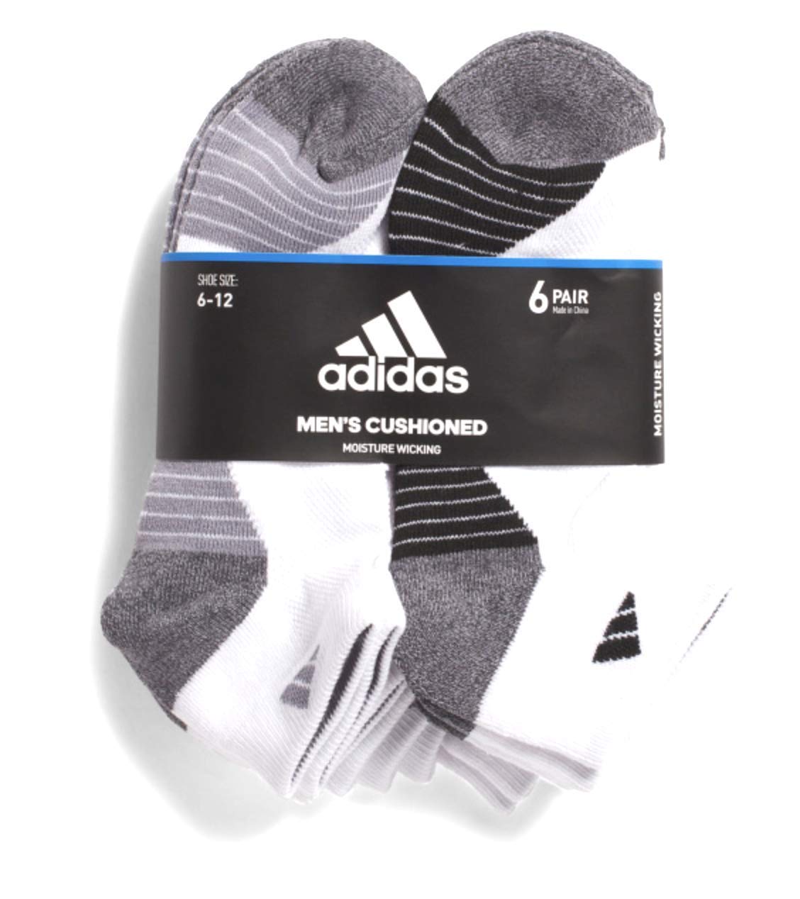 adidas Mens Athletic Low Cut Sock 6-Pack (Black/Charcoal/Heathered Logo)