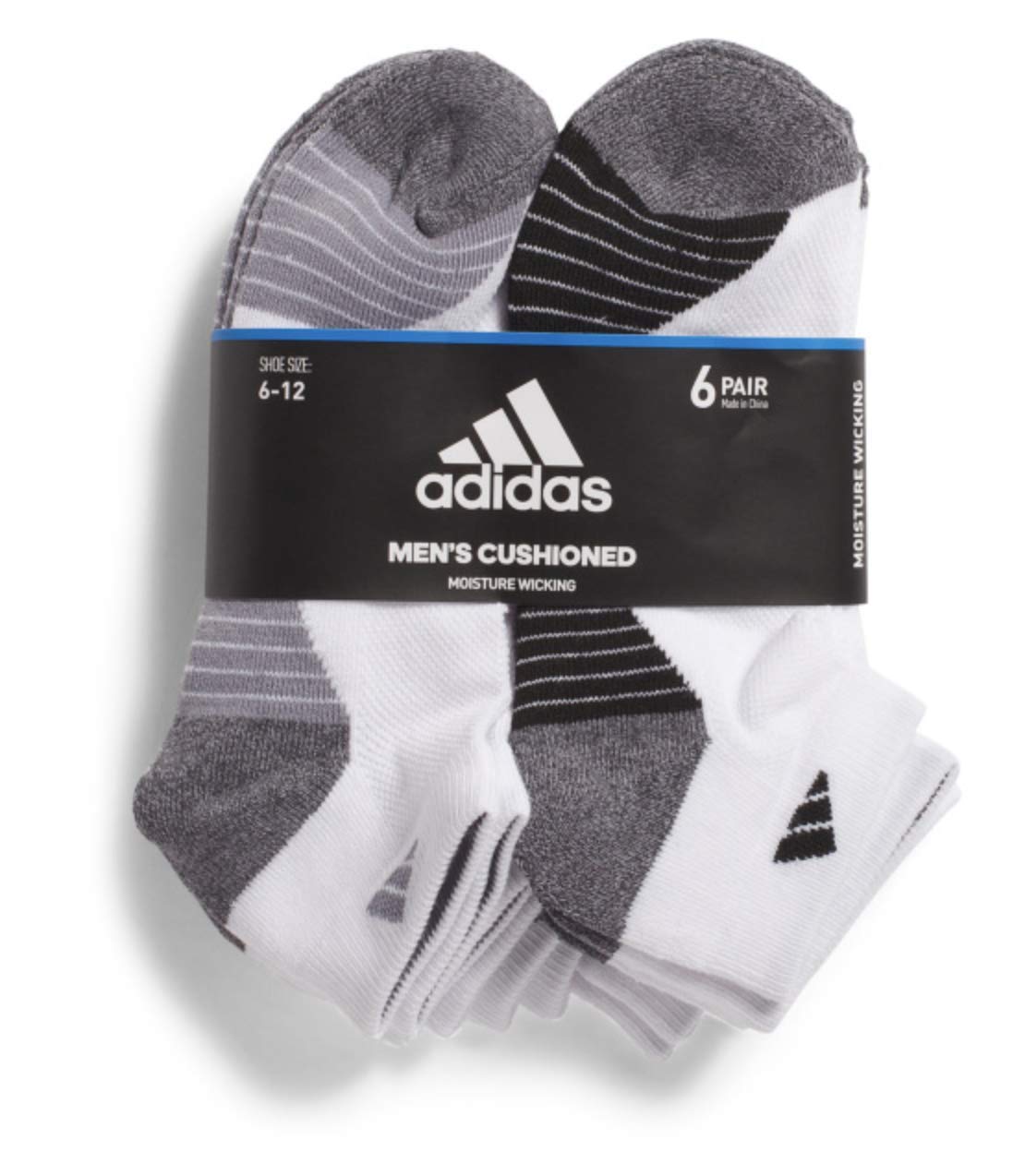 adidas Mens Athletic Low Cut Sock 6-Pack (Black/Charcoal/Heathered Logo)