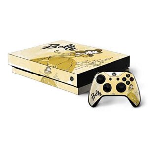 skinit decal gaming skin compatible with xbox one x console and controller bundle - officially licensed disney princess belle design