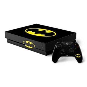 skinit decal gaming skin compatible with xbox one x console and controller bundle - officially licensed warner bros batman official logo design