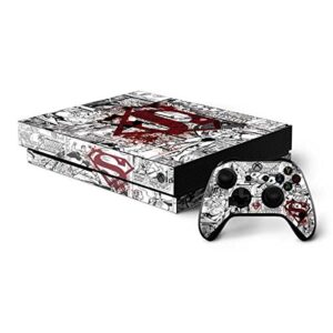 skinit decal gaming skin compatible with xbox one x console and controller bundle - officially licensed warner bros superman comic logo in red design