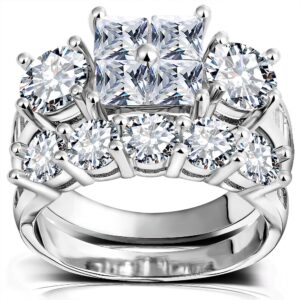 Princess Wedding Rings for Women - Brilliant Cubic Zirconia Big Engagement Bridal Sets Size 5-11