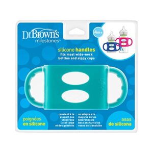 Dr. Brown's Milestones 100% Silicone Baby Bottle Handles, Wide-Neck, Removable Easy-Grip Transitional Sippy Cup Handles, Gray, 4m+, 1 Pack