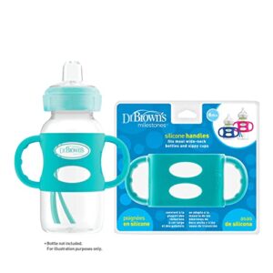 Dr. Brown's Milestones 100% Silicone Baby Bottle Handles, Wide-Neck, Removable Easy-Grip Transitional Sippy Cup Handles, Gray, 4m+, 1 Pack