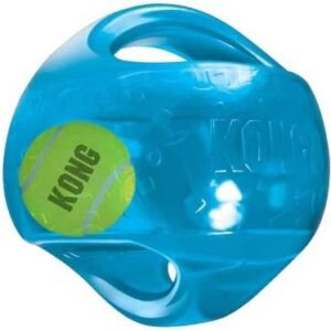 KONG Medium Dog Toy Jumbler Ball Shape Tennis Ball Inside 2-in-1 Squeaker Colors Vary