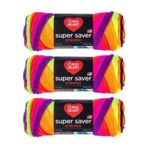 red heart super saver yarn-bright stripe