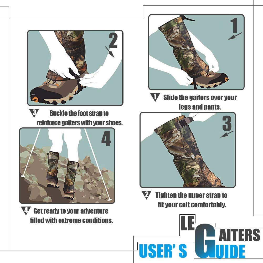 Yundxi Camo Legging Gaiters Waterproof Snowboard Boots Cover Trekking Shoes Gaitors for Walking Camping Outdoor Living Desert