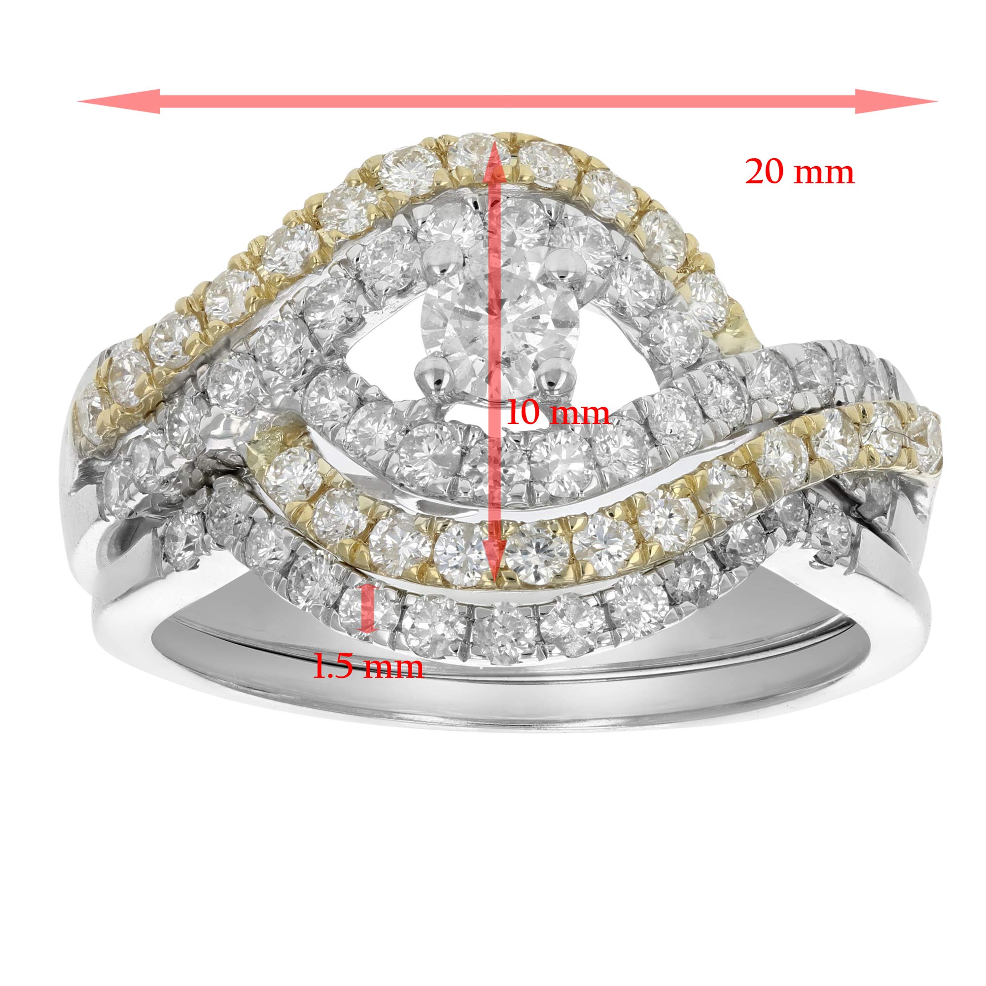 Vir Jewels 1 cttw Diamond Wedding Engagement Ring Set 14K Yellow Gold Curve Bridal Size 7