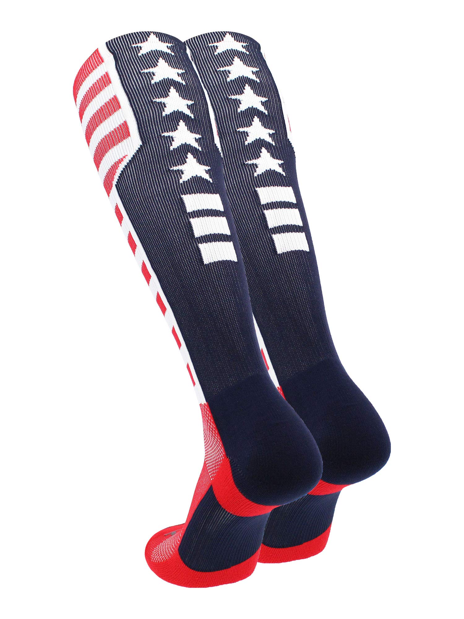 TCK Elite USA Flag Patriot Red White Blue Basketball Football Knee High Socks (Large)