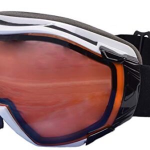 Rapid Eyewear Tahko SKI and SNOWBOARD GOGGLES TO WEAR OVER GLASSES for Men and Women. Mirrored UV Double Lens Anti Fog System. OTG Fit Over Your Spectacles. Black - White & Orange Mirror Lenses