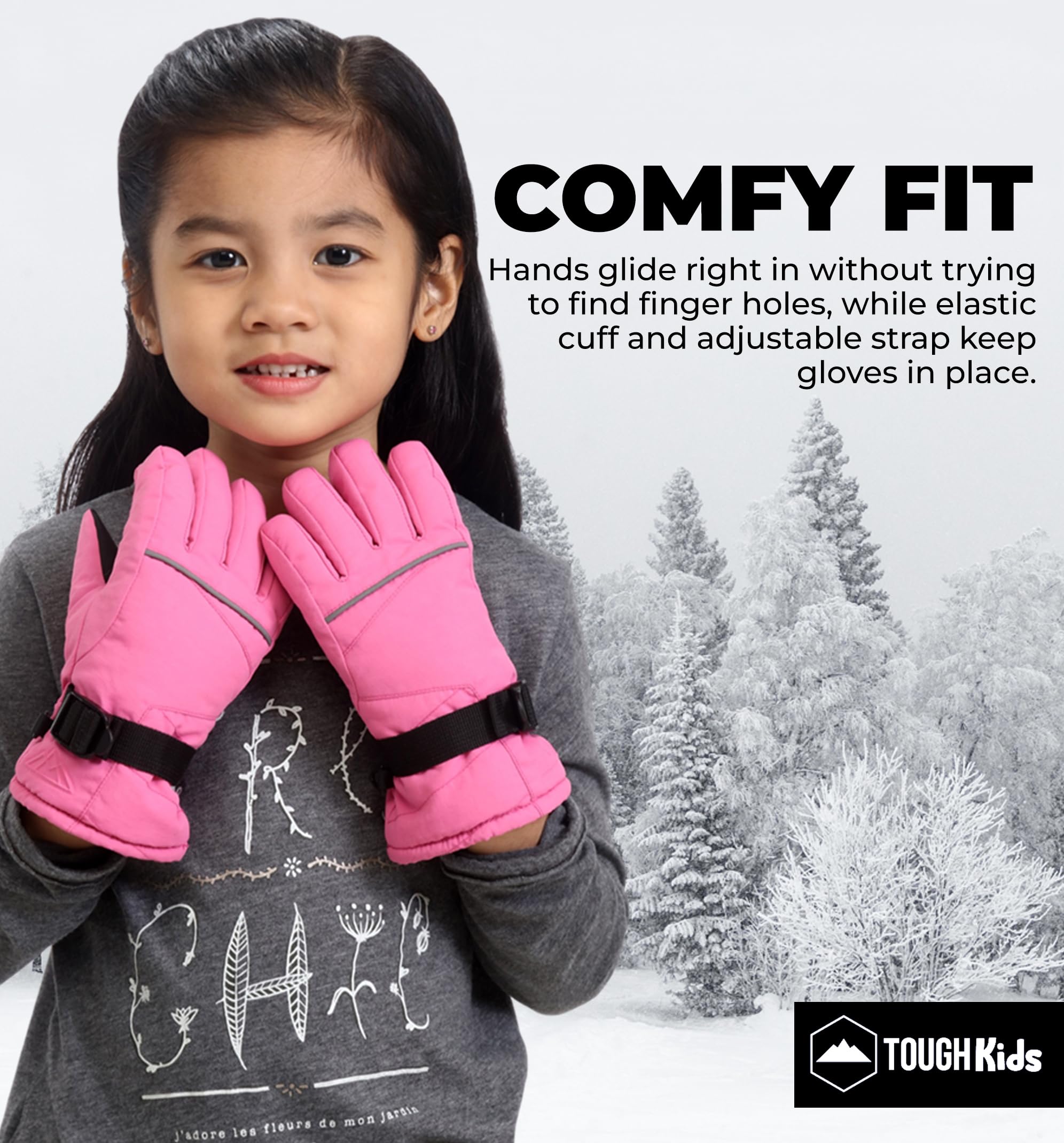 Tough Outdoors Kids Snow Gloves - Kids Winter Gloves - Kids Waterproof Insulated Gloves - Girls & Boys Winter Gloves - Kids Ski & Snowboarding Gloves - Children's Winter Gloves - Toddler Snow Gloves