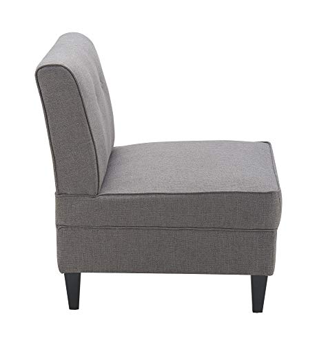 Serta Copenhagen Accent Chair Button Tufted Backrest, Sinuous Spring Seat Cushion, Rubberwood Legs, Upholstery for Living Room, Bedroom and Small Spaces, Polyester Woven Fabric, Modern Gray