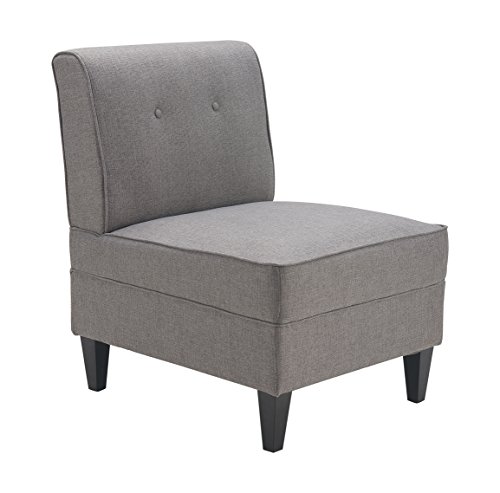 Serta Copenhagen Accent Chair Button Tufted Backrest, Sinuous Spring Seat Cushion, Rubberwood Legs, Upholstery for Living Room, Bedroom and Small Spaces, Polyester Woven Fabric, Modern Gray