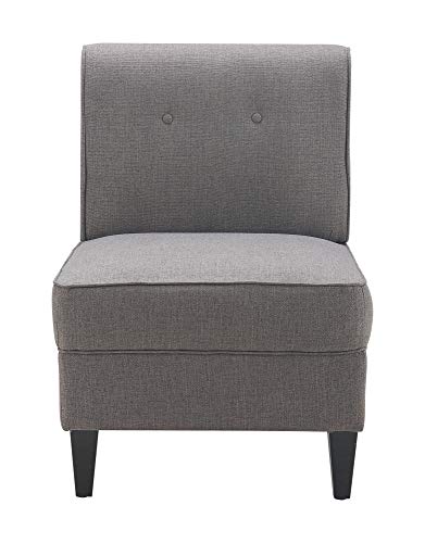 Serta Copenhagen Accent Chair Button Tufted Backrest, Sinuous Spring Seat Cushion, Rubberwood Legs, Upholstery for Living Room, Bedroom and Small Spaces, Polyester Woven Fabric, Modern Gray