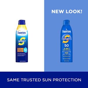 Coppertone Sport Sunscreen Spray SPF 50, Water Resistant Spray Sunscreen, Broad Spectrum SPF 50 Sunscreen, Bulk Sunscreen Pack, 5.5 Oz Bottle, Pack of 3