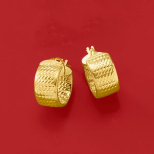 Ross-Simons Italian 14kt Yellow Gold Textured Huggie Hoop Earrings