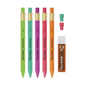 Paper Mate Handwriting Triangular Mechanical Pencil Set with Lead & Eraser Refills, 1.3mm, Fun Barrel Colors, 8 Count (2017484)