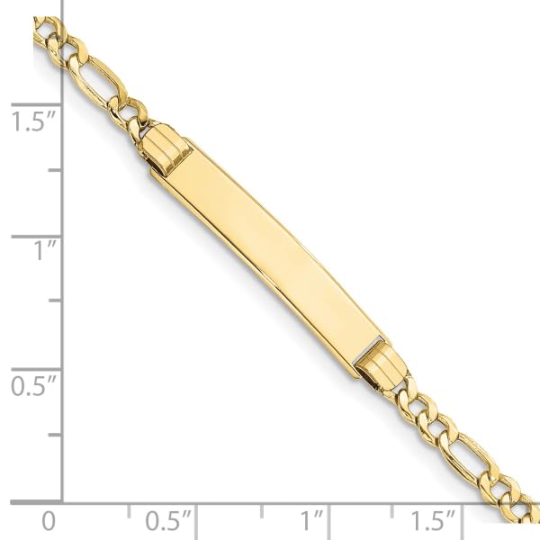 10K Yellow Gold Figaro Link Name Bar Identification ID Bracelet 7 inch