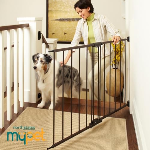 North States MyPet Windsor Walk Thru Pet Gate: 28.68" - 47.85" Wide Dog Gate. Hardware Mount, Dog Gates for the house, Cat Gate for Doorway. 31" Tall, Matte Bronze