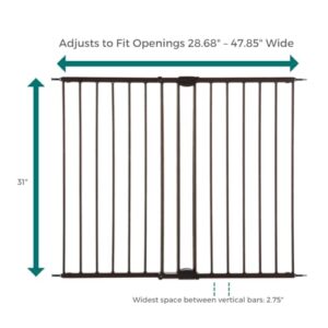 North States MyPet Windsor Walk Thru Pet Gate: 28.68" - 47.85" Wide Dog Gate. Hardware Mount, Dog Gates for the house, Cat Gate for Doorway. 31" Tall, Matte Bronze