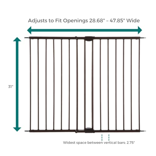 North States MyPet Windsor Walk Thru Pet Gate: 28.68" - 47.85" Wide Dog Gate. Hardware Mount, Dog Gates for the house, Cat Gate for Doorway. 31" Tall, Matte Bronze