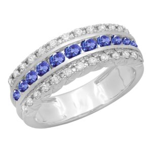 dazzlingrock collection round tanzanite & diamond engagement ring for women in 10k white gold, size 6.5