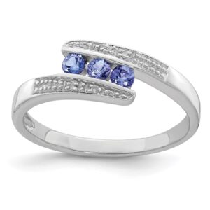 IceCarats 925 Sterling Silver Blue Tanzanite Diamond Ring Gemstone Band Size 6