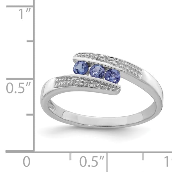 IceCarats 925 Sterling Silver Blue Tanzanite Diamond Ring Gemstone Band Size 6