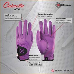 Zero Friction Men's Cabretta Elite Golf Gloves, Universal-Fit One Size, Purple