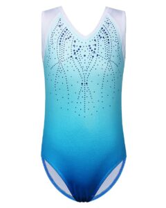 baohulu gymnastics leotard for girls shiny diamond practice dancewear b182_blue_8a