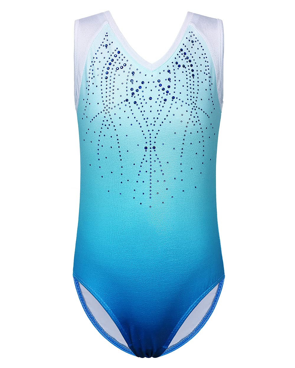 BAOHULU Gymnastics Leotard for Girls Shiny Diamond Practice Dancewear B182_Blue_8A