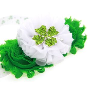 St. Patrick's Day Headband Baby Four Leaf Green Clover Flower Hair Bow Band JHSP06 (B)