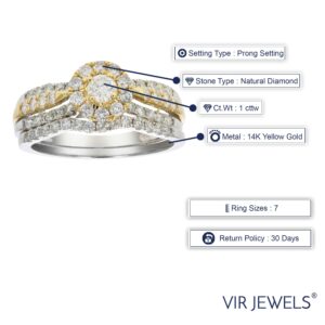 Vir Jewels 1 cttw Diamond Wedding Engagement Ring Set 14K Yellow Gold Bridal Size 7