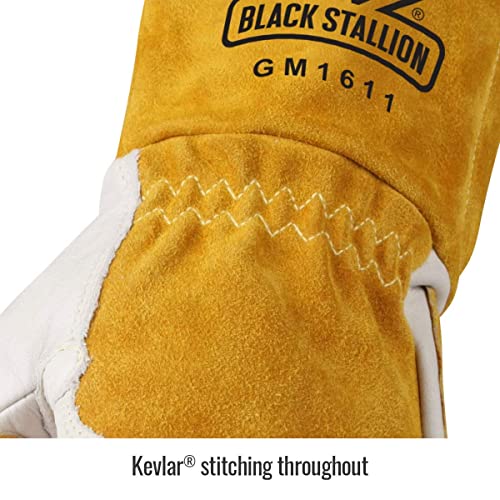 Revco GM1611 Top Grain Leather Cowhide MIG Welding Gloves with Reinforced Palm & Thumb and Index Finger, Seamless Forefinger, 5" Cuff For Extra Protection (2XL)