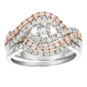 VIR JEWELS 1 cttw Diamond Wedding Engagement Ring Set 14K Pink Gold Curve Bridal Size 7