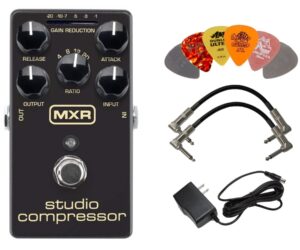 mxr m76 studio compressor analog guitar effect pedal + cables