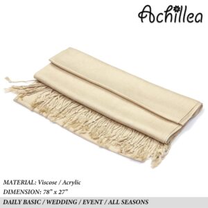 Achillea Soft Silky Solid Pashmina Shawl Wrap Scarf for Wedding Bridesmaid Evening Dress … (Champagne)